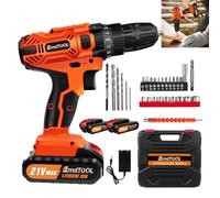 Perceuse Électrique Sans Fil 21V - Visseuse Devisseuse 45Nm, 25+1 Positions Couple, Compacte et Légère, 2x 1.5Ah Batterie, Chargeur, 29 Pièces, Parfaite pour Bricoleurs,Orange