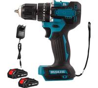 Perceuse électrique sans fil, moteur sans balai, fonction percussion, 2 batteries, EU