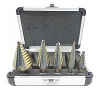 Perceuse étagée en Acier Rapide à poignée Triangulaire Noire et Jaune Coffret en Aluminium Britannique 5 pièces Perceuse étagée en Aluminium Britannique 12-03