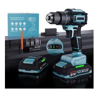 Perceuse Impact Sans Fil Sans Brosse-24+3 Couple, LED Nuit/Sous-sol, Moteur 70% Durée, Mandrin Métal 10mm, Batterie 21V