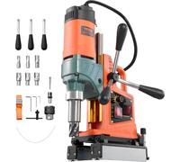 Perceuse magnétique VEVOR 1400 W 50 mm de diamètre de perçage réversible, perceuse magnétique avec 6 carottes pour surfaces métalliques, carotteuse électrique pour l'industrie bricolage Orange