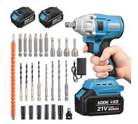 Perceuse sans fil 1/2" LED, Boulonneuse a Choc, Clé à Chocs Sans Fil Brushless avec 26pcs Accessoires et 380N.m Max, 21V visseuse devisseuse sans fil Pour brique, métal, bois (A)