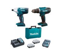 Perceuse sans fil MAKITA DF4880 + Clé à chocs TD127D avec batterie et chargeur + 30 embouts DK18A35X1