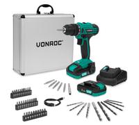 Perceuse sans fil 20V | Incluant 2x 2.0Ah Battery, Charger, et 46 accessoires dans une valise premium