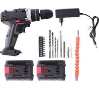 Perceuse sans fil, 21 V, 2 batteries, 3 fonctions, noir