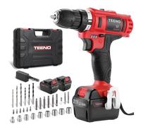 Perceuse sans fil TEENO 21V avec 2 batteries de 1,5Ah, 40Nm, 18+1 niveaux de couple, 2 vitesses, LED incluses, pour le bricolage