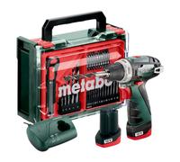 Metabo Powermaxx BS Basic Set Perceuse-visseuse sans fil 12 V 34 Nm ( 600080710 ) + 2x batterie 2,0 Ah + chargeur + 41 pcs. kit d'accessoires + coffret