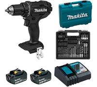 Perceuse-visseuse 18 V Black avec accessoires + 2 batteries 3 Ah + chargeur rapide + coffret MAKITA DDF482FX1B