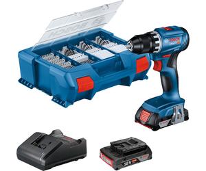 Perceuse-visseuse 18 V GSR 18V-45 avec accessoires + 2 batteries 2 Ah + chargeur + coffret L-CASE PICK & CLICK BOSCH 06019K3205