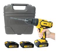 Perceuse visseuse 18V + 3 Batteries lithium 2,0Ah + Chargeur rapide Mallette 18 accessoires VITO