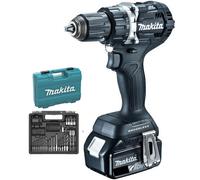 Perceuse-visseuse 18V Black (machine complète) + 2 batterie 3 Ah + chargeur + coffret accessoires - MAKITA - DDF482FX1B