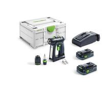 Perceuse-visseuse 18V C 18 HPC 4,0 I-Plus + 2 batteries 4Ah + chargeur rapide + Systainer SYS3 - FESTOOL - 576435