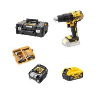 Perceuse-visseuse 18V DCD777NT + 1 batterie 18V 5 Ah + 1 chargeur DCB1102-QW + coffret d'accessoires DEWALT