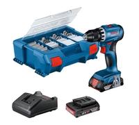 Perceuse-visseuse Bosch professional GSR 18V + 2 batteries 2,0Ah + chargeur + 82 pièces, en L-Case