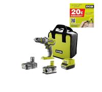 Perceuse-visseuse 2 vitesses RYOBI 18V ONEPLUS - 2 Batteries LithiumPlus 4,0 Ah et 1,5Ah - 1 chargeur rapide - R18DD3 - 2415BS