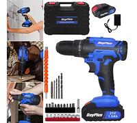 Perceuse-visseuse à batterie électrique 21 V avec 1 batterie 1,5 Ah, 42 Nm maximum, 2 vitesses, 25 + 1 réglage paire, mandrin de 10 mm, lumière LED, coupe-fusion, tournevis sans fil pour maison et