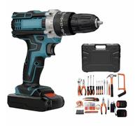 Perceuse visseuse à batterie sans balais avec mallette - 2 piles au lithium incluses - Kit d'outils complet 118 pièces - visseuse électrique professionnelle pour maison et bricolage