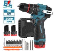 Perceuse Visseuse A Choc Sans Fil 16.8V - Visseuse A Choc Brushless 90Nm - 20+3 Couples - 2 Vitesses 0-3000 RPM - 2 Batteries