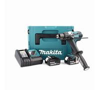 Perceuse visseuse à percussion Ø13mm - MAKITA - avec 2 batteries 18V 5.0 Ah - chargeur - MakPac- DHP458RTJ