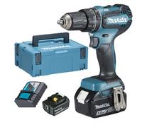 Perceuse-visseuse à percussion 18 V + 2 batteries 5 Ah + chargeur rapide + coffret MAKPAC MAKITA DHP485RTJ