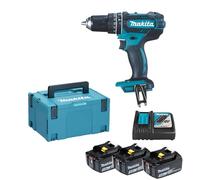 Perceuse visseuse à percussion 18 V, batteries 3.0 Ah x 3, chargeur, mallette coffret mAK-paC Makita dhp482rf3j
