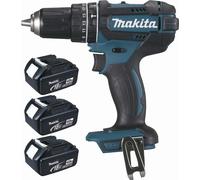 Perceuse visseuse à percussion 18 V Li-Ion 4 Ah Ø 13 mm (3 batteries) MAKITA - 3 batteries, chargeur, coffret - DHP482RM3J