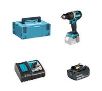 Perceuse-visseuse à percussion 18V 65 Nm DHP484ZJ + 1 batterie BL1830B 18V 3 Ah + 1 chargeur rapide DC18RC MAKITA