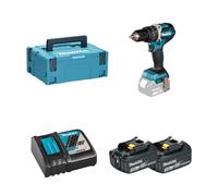 Perceuse-visseuse à percussion 18V 65 Nm DHP484ZJ + 2 batteries BL1830B 18V 3 Ah + 1 chargeur rapide DC18RC MAKITA