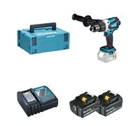 Perceuse-visseuse à percussion 18V DHP458ZJ + 2 batteries BL1850B 18V 5 Ah + 1 chargeur DC18RC MAKITA