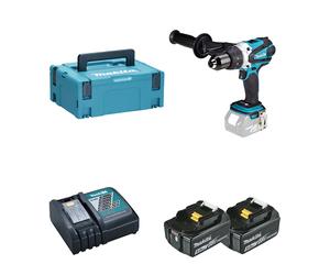 Perceuse-visseuse à percussion 18V DHP458ZJ + 2 batteries BL1850B 18V 5 Ah + 1 chargeur DC18RC MAKITA