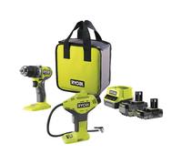 Perceuse-visseuse à percussion Brushless 18V ONE+™ (1x4.0Ah & 1x2.0Ah) + compresseur OFFERT
