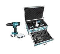 Perceuse visseuse à percussion MAKITA 18V + 2 batteries 1,3Ah + chargeur + coffret ALU - HP457DWEX4