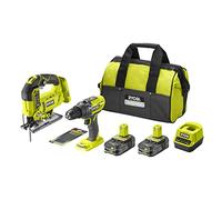 Perceuse-visseuse à percussion RYOBI 18V One+ - Scie sauteuse pendulaire - Sac de rangement - 2 batteries 2,5 Ah - 1 chargeur - RCK182B-225SA6