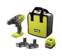 RYOBI - Perceuse-visseuse à percussion sans fil 18V - 50 Nm - 500-1800 tr/min - 2 batteries lithium+ 2,0 Ah - chargeur 2,0 A - Livrée en sac de transport