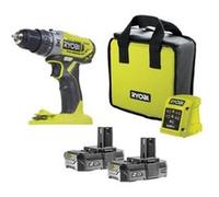 RYOBI - Perceuse à percussion compacte 18V ONE+ - 40 Nm - mandrin 10 mm + 2 batteries 2,0 Ah, chargeur, sac - R18PD2-220S