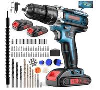 Perceuse-visseuse à percussion sans fil 21V-55 Nm-1800 tr/min- mandrin 10 mm - 2 batteries lithium-chargeur 2 A