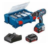 Perceuse Visseuse à percussion sans fil BOSCH 06019H110C GSB 18V-21 Professional (2 x 4,0Ah) avec 82 accessoires
