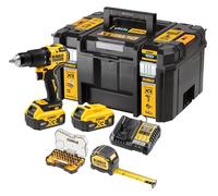 Perceuse visseuse à percussion XR 18V DEWALT - 2 batteries 5,0Ah - Chargeur - Mètre ruban 5m - Coffret vissage