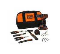 Black and Decker BDCDC18HTSA - Perceuse visseuse 18V 1,5Ah Li-Ion avec accessoires et outils à main