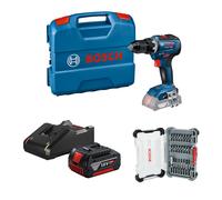 Perceuse-visseuse GSR 18V-55 + 1 Batterie GBA 18V 4 Ah + 1 chargeur GAL 18V-40 + 1 Coffret de 23 embouts de vissage BOSCH