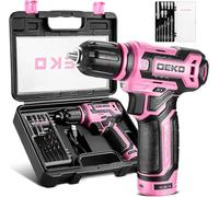 Perceuse Visseuse Sans Fil 12 V - DEKO PRO Visseuse Devisseuse Sans Fil Rose avec Coffret Cadeau pour Femme, Accessoires 13 Pièces, Perceuse électrique pour Percer et Serrer/Desserrer Les Vis