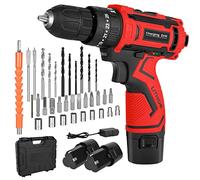 Perceuse Visseuse sans Fil 12v, Visseuse Devisseuse sans Fil avec 2.0Ah Batteries et 34 Accessoires, 25+1 RéGlages de Couple 2 Vitesse LumièRes LED
