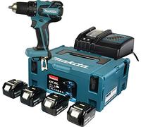 Perceuse-visseuse sans fil 18 V/3 Ah Avec 4 Batteries et Chargeur en coffret Makpac, ddf459rf4j