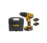 Perceuse visseuse sans fil 18V + 2 Batteries Lithium 2.0Ah Mallette Professionnelle de 18 accessoires de vissage et perçage VITO