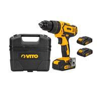 Perceuse visseuse sans fil 18V + 2 Batteries Lithium 2.0Ah Mallette Professionnelle de 18 accessoires de vissage et perçage VITO