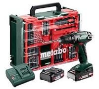 Perceuse-visseuse sans fil 18V BS18 - METABO - avec 2 batteries 18V 2,0 Ah - chargeur et coffret d'accessoires - 602207710