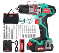 Perceuse Visseuse Sans Fil 18V, HYCHIKA Perceuse électriques ensemble, 22 accessoires, pour percer le bois, le métal et le plastique