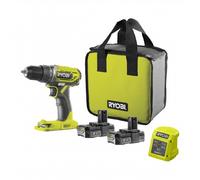 RYOBI - Perceuse-visseuse compacte 18V ONE+ - 2 batteries lithium+ 2,0 Ah - chargeur 1,5 A - Sac de transport - R18DD2-220S