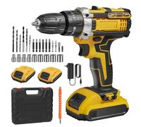 Perceuse Visseuse Sans Fil,18V Visseuse Devisseuse avec 2 Batteries,45Nm Perceuse Percussion,25+3 Réglages de Couple,2 Vitesses,24 Accessoires et Valise,LED Light,pour la Bricolage (2 Batteries)