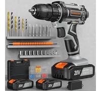 Perceuse Visseuse Sans Fil 20V, Visseuse Devisseuse Sans Fil, 2 Batteries 2000mAh, 89 Accessoires et Valise, LED, 42Nm Perceuse-Visseuse, 25+1 Réglages de Couple, 2 Vitesses, pour la Bricolage